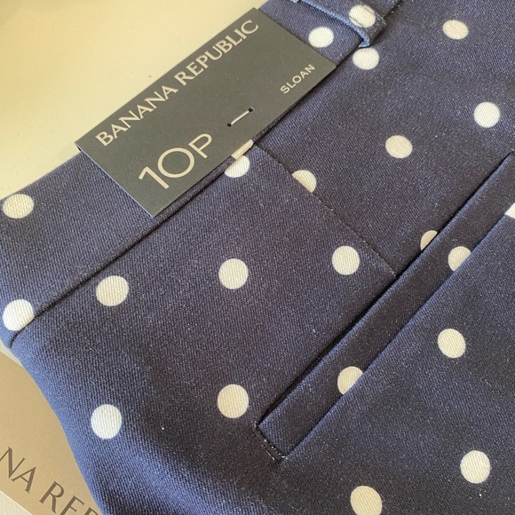 Banana Republic navy/white polka dotted slacks - Picture 3 of 4